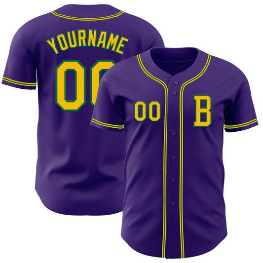 Custom Purple Yellow-Kelly Green Authentic Baseball Jersey - Main View