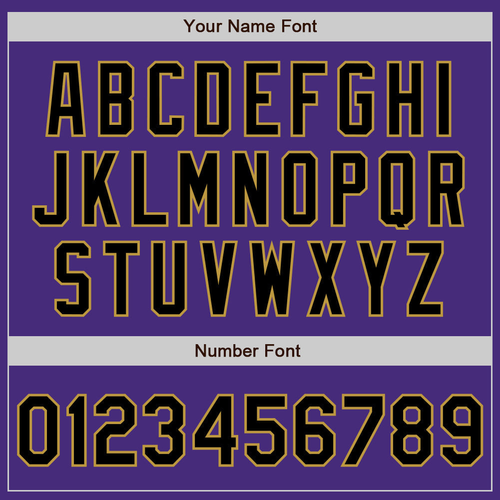 Custom Purple Black-Old Gold Authentic Baseball Jersey view 8