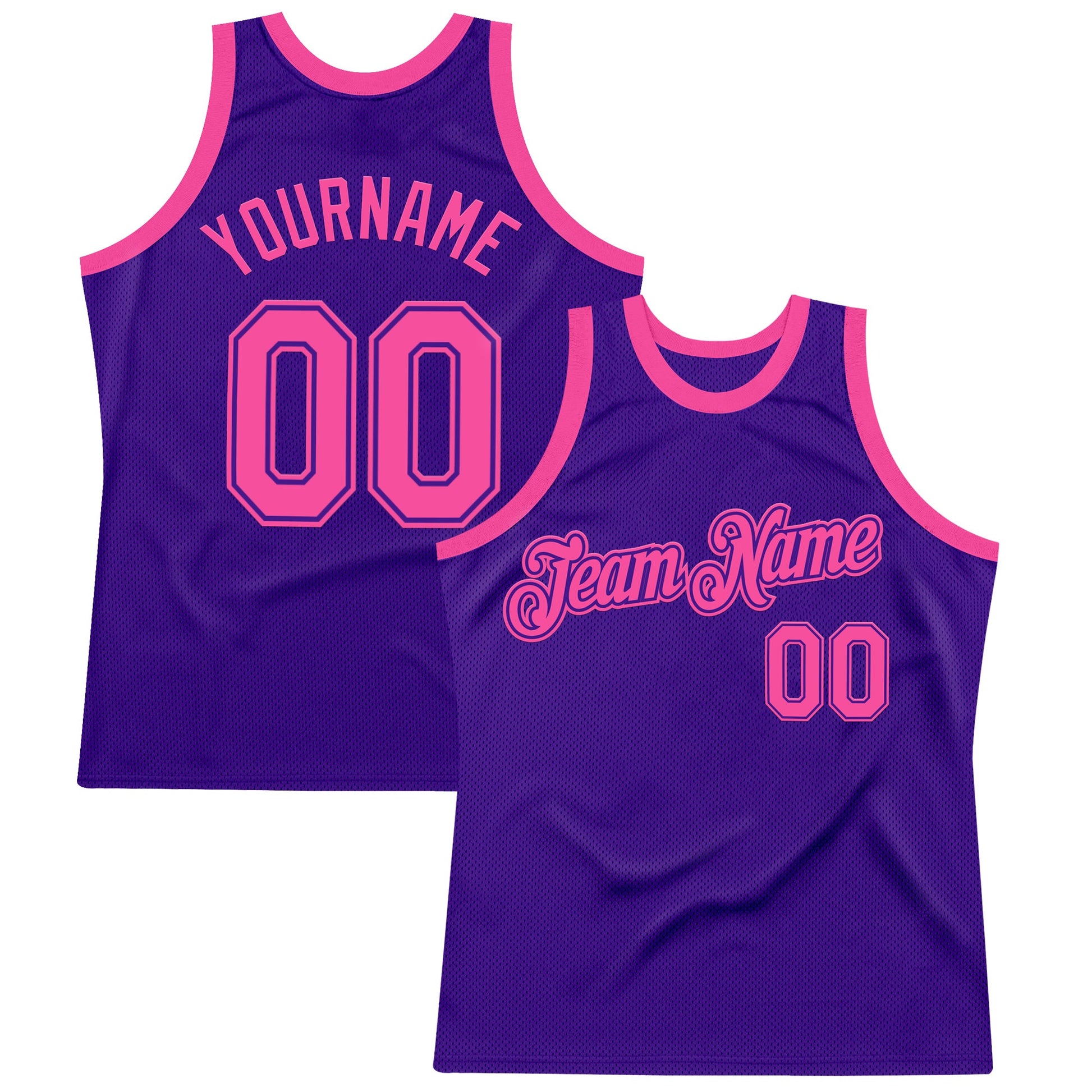 Custom Purple Pink Authentic Throwback Basketball Jersey - Main View