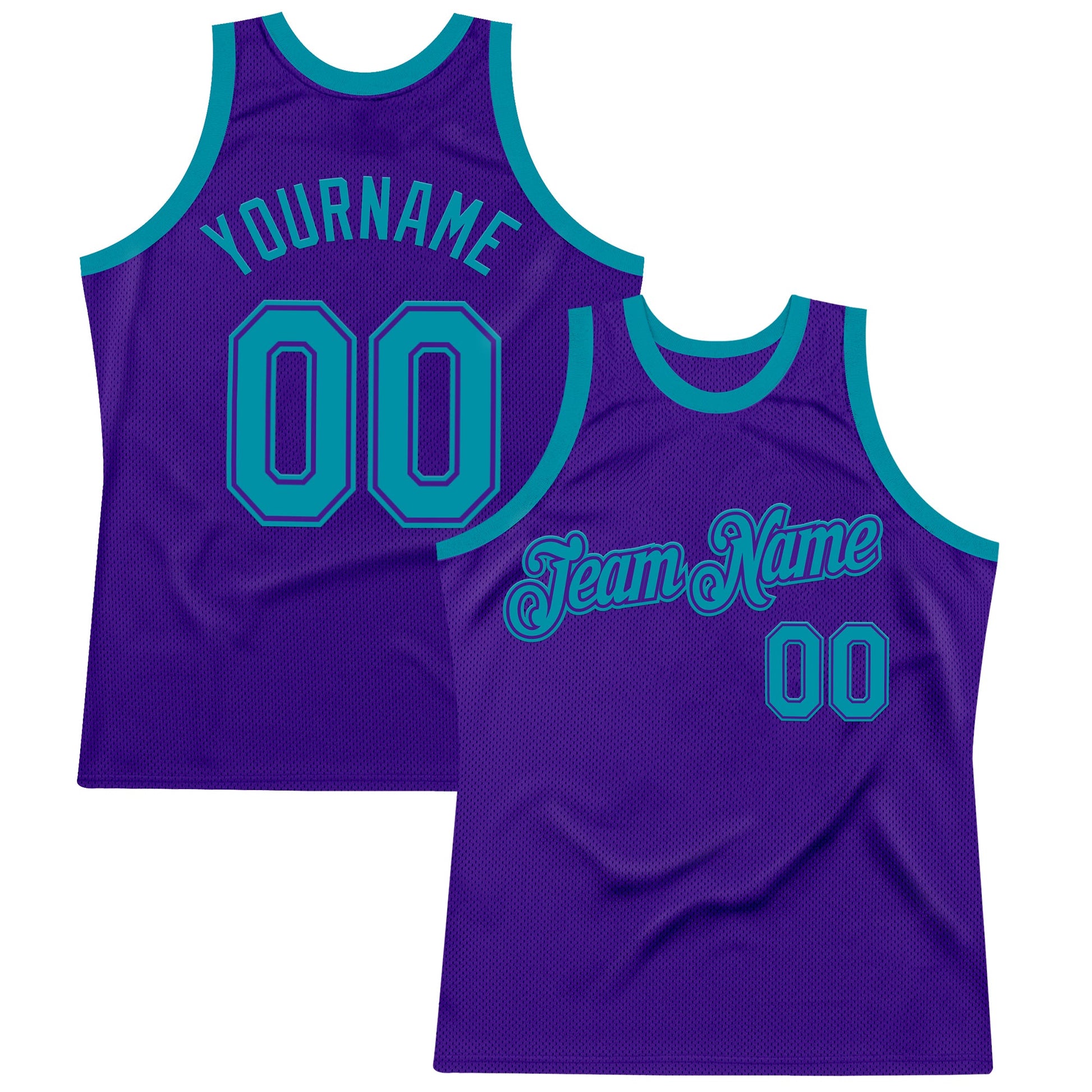 Custom Purple Teal Authentic Throwback Basketball Jersey - Main View