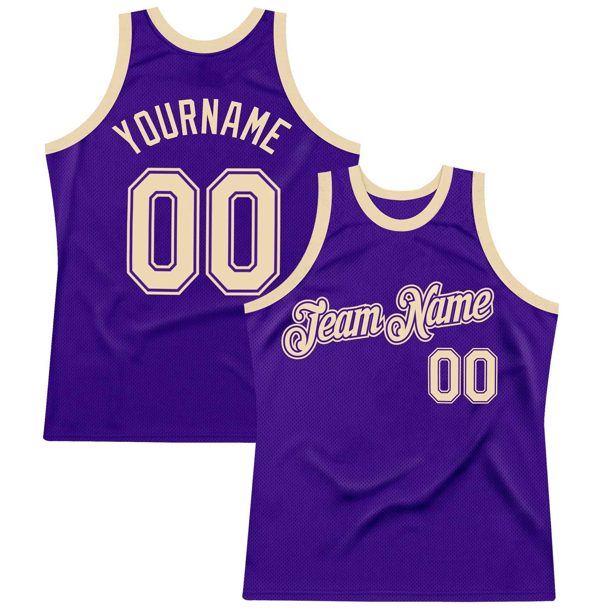 Custom Purple Cream Authentic Throwback Basketball Jersey - Main View