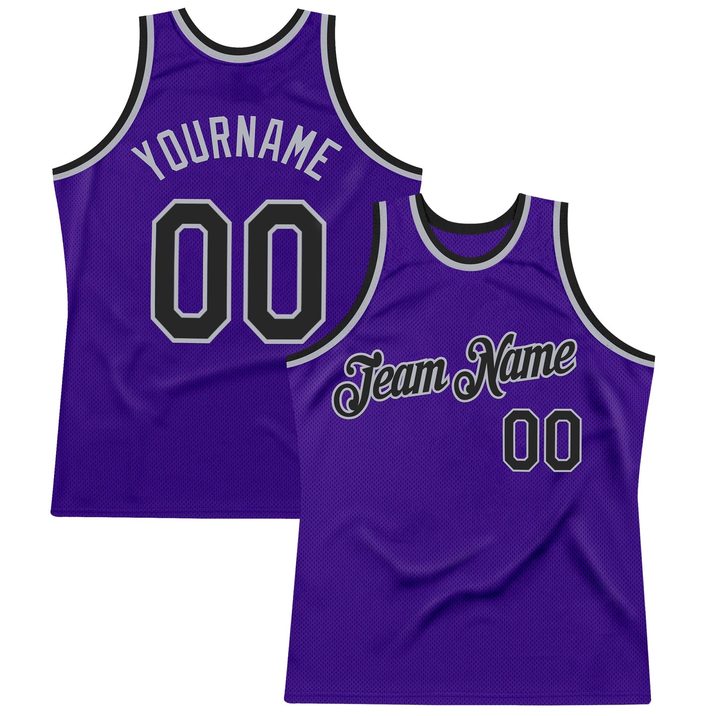 Custom Purple Black-Gray Authentic Throwback Basketball Jersey - Main View
