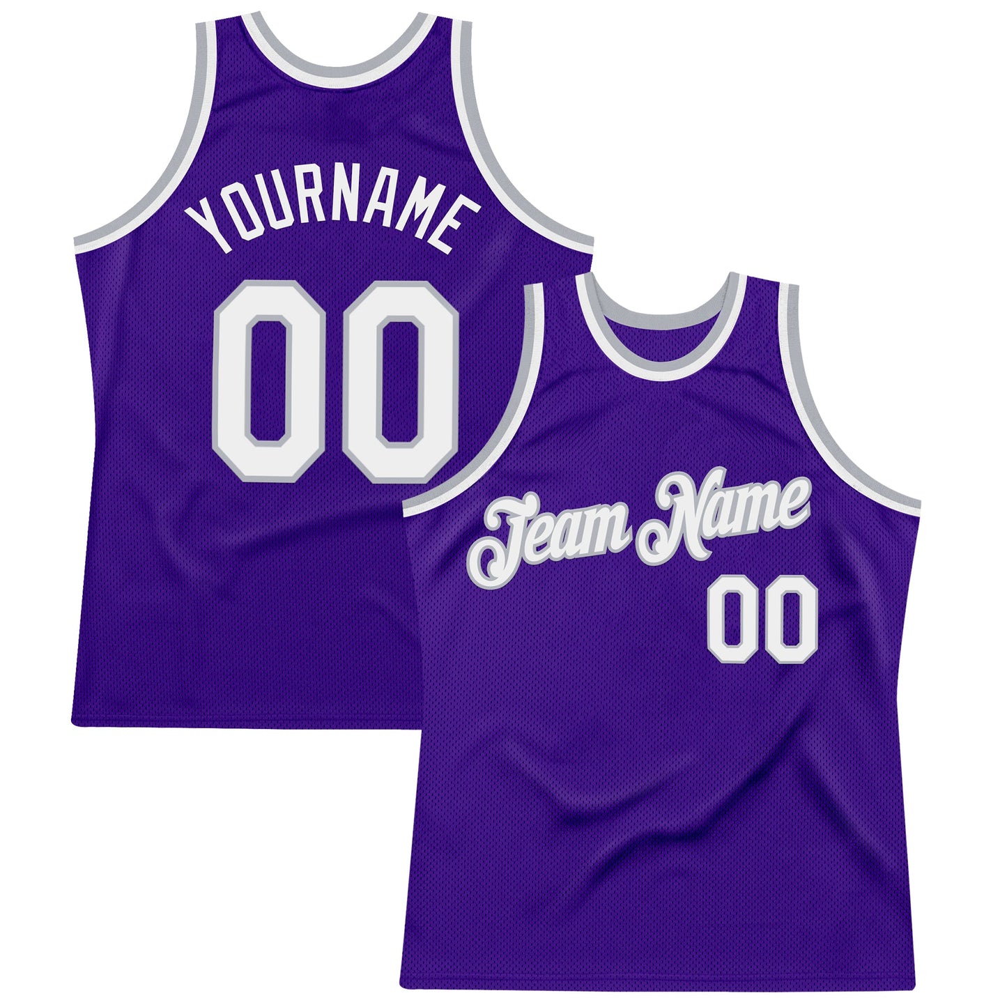 Custom Purple White-Gray Authentic Throwback Basketball Jersey - Main View