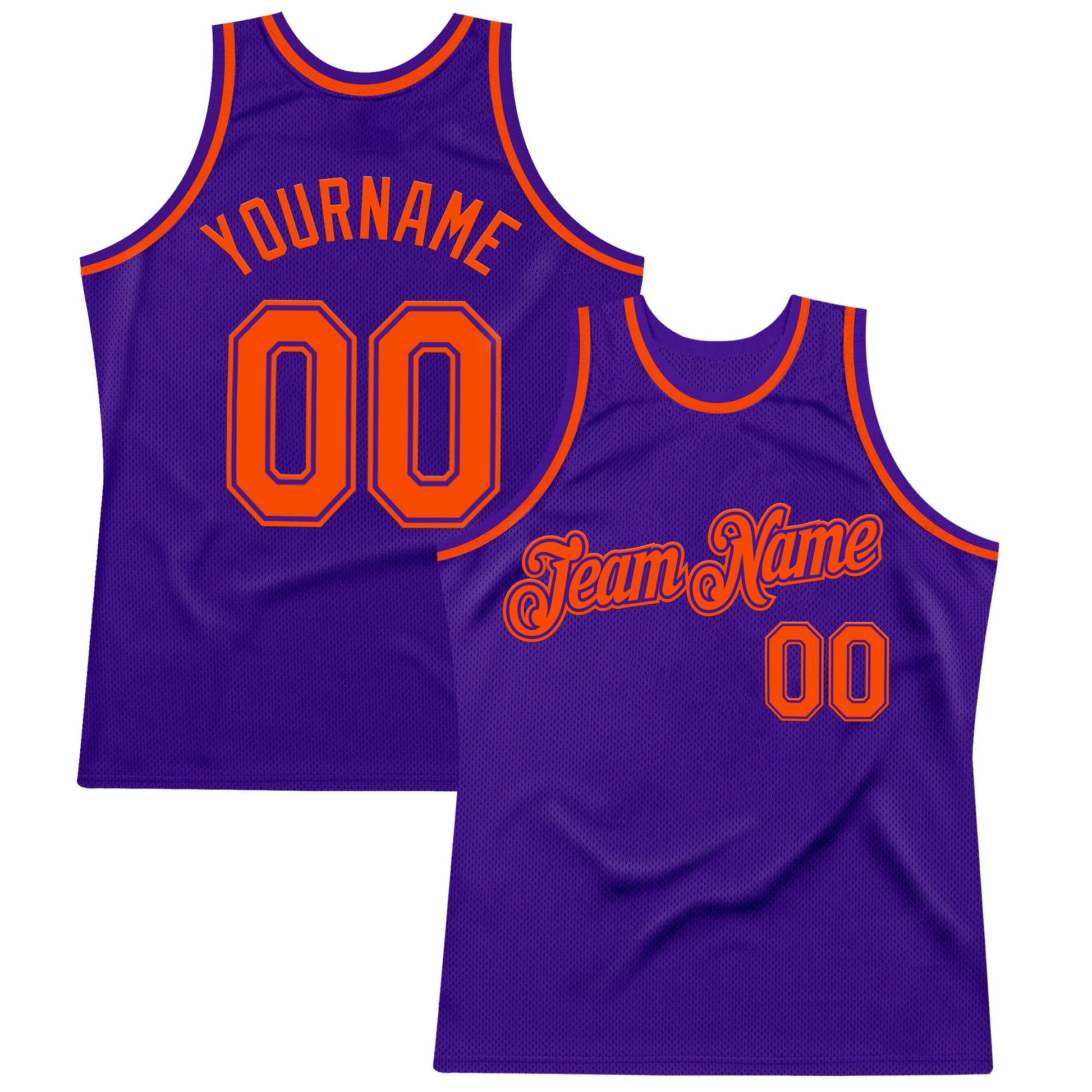 Custom Purple Orange Authentic Throwback Basketball Jersey - Main View