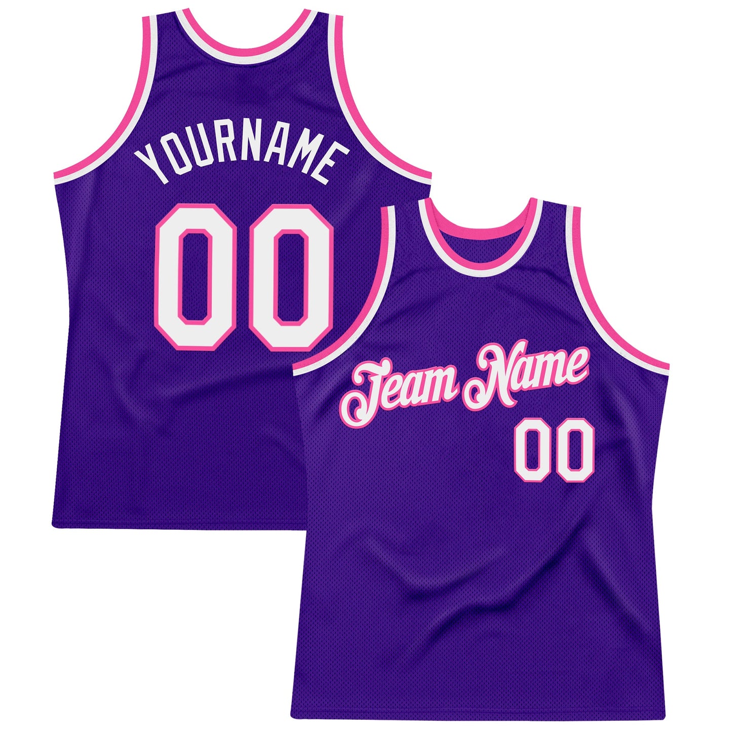 Custom Purple White-Pink Authentic Throwback Basketball Jersey - Main View
