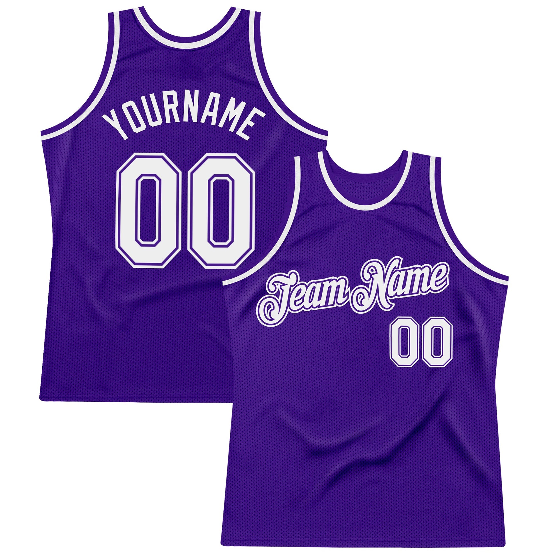 Custom Purple White Authentic Throwback Basketball Jersey - Main View