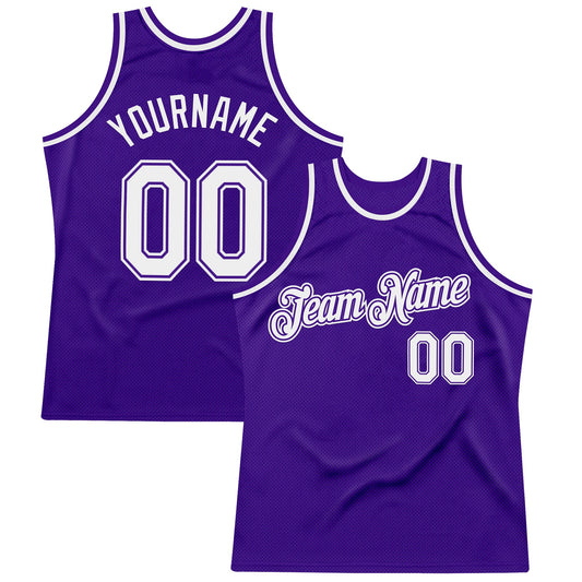 Custom Purple White Authentic Throwback Basketball Jersey - Main View