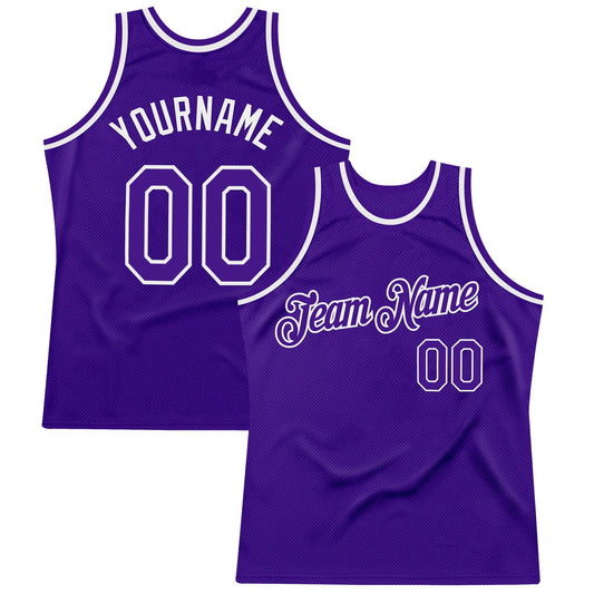 Custom Purple White Authentic Throwback Basketball Jersey - Main View