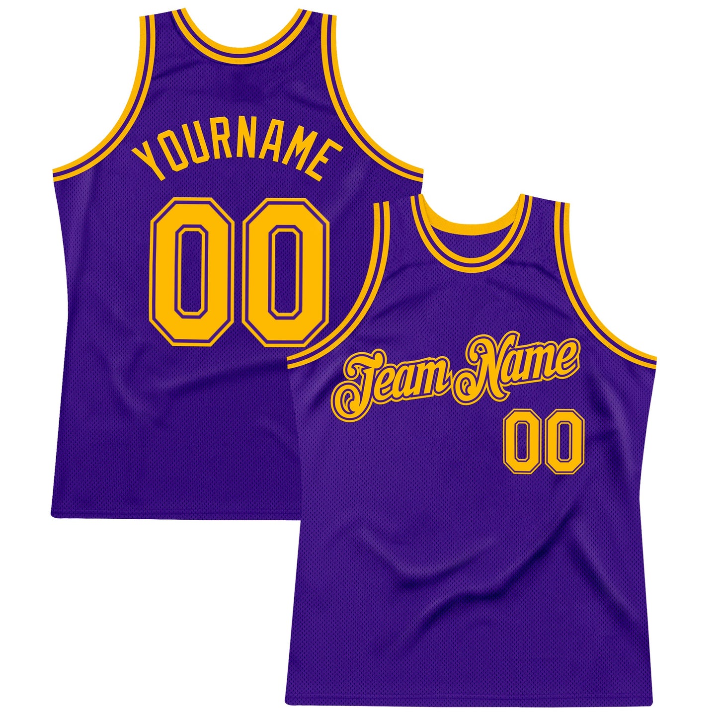 Custom Purple Gold Authentic Throwback Basketball Jersey - Main View