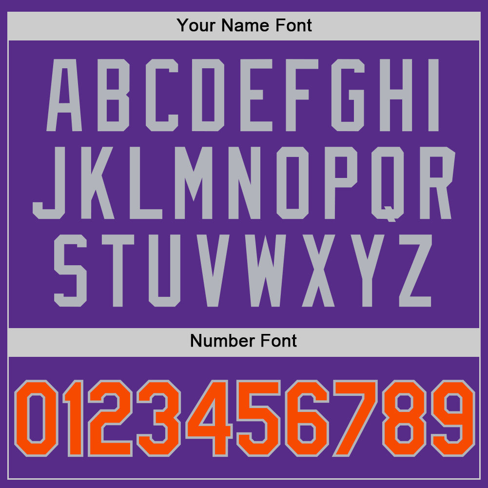 Custom Purple Orange-Gray Authentic Throwback Basketball Jersey view 4