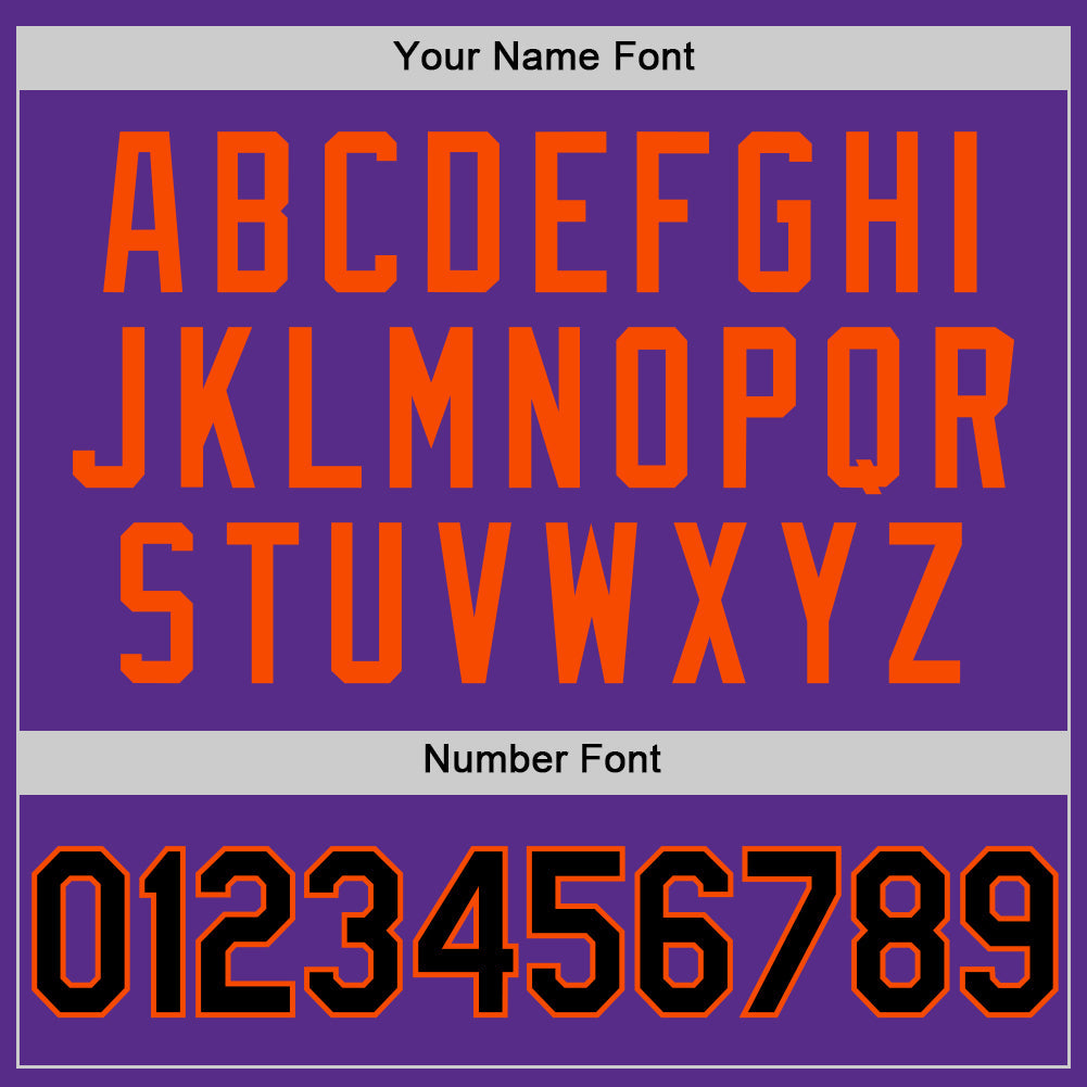 Custom Purple Black-Orange Authentic Throwback Basketball Jersey view 4