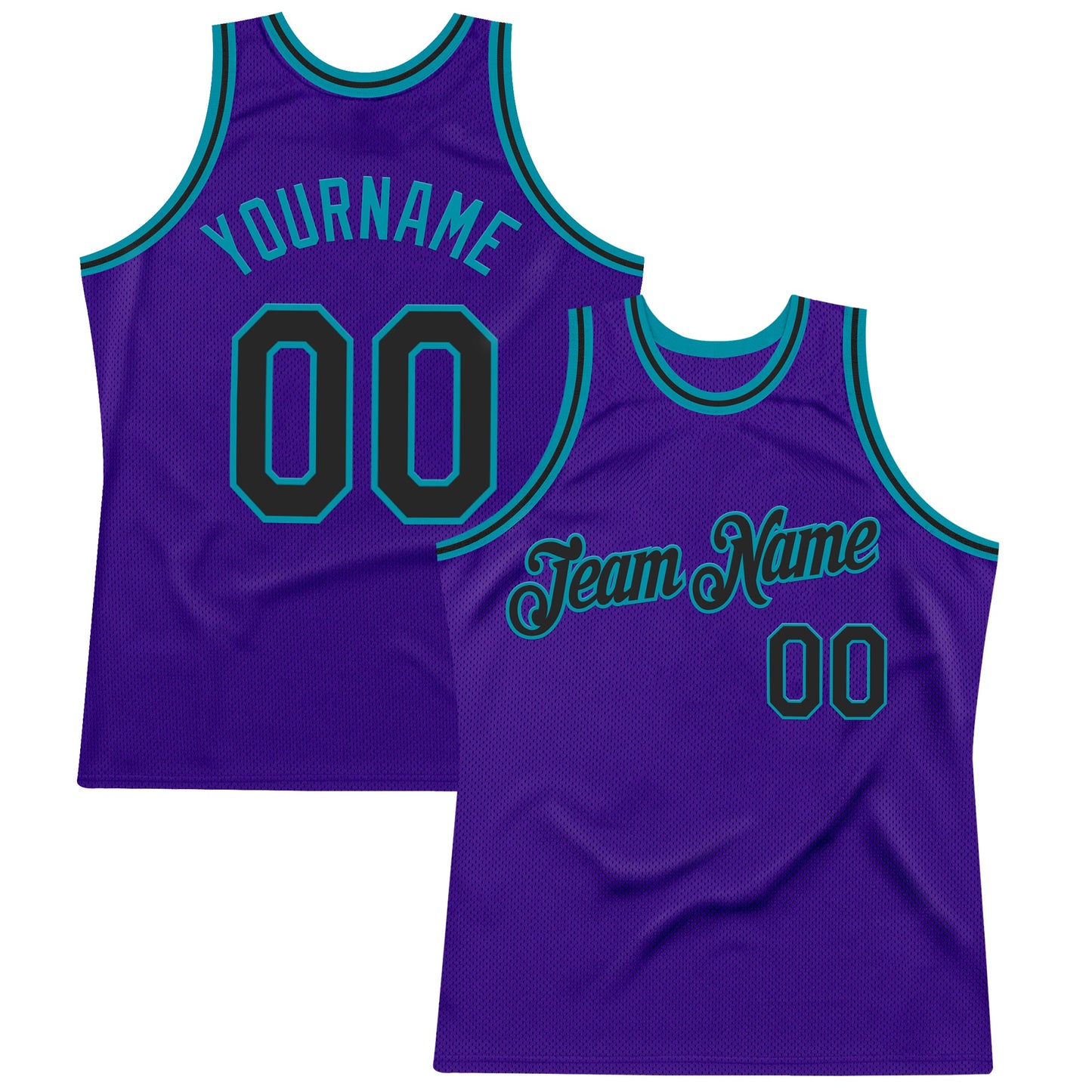 Custom Purple Black-Teal Authentic Throwback Basketball Jersey - Main View
