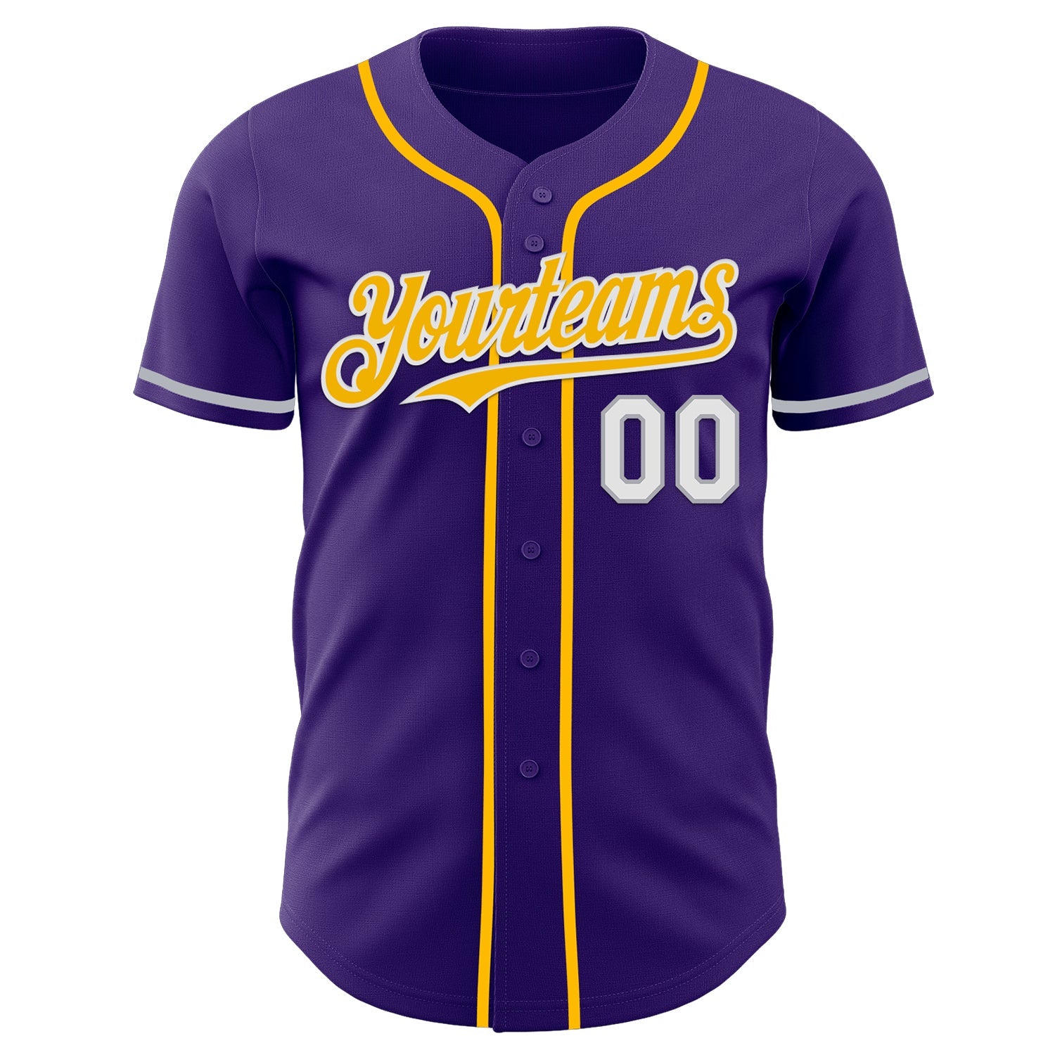Custom Purple White Gray-Gold Authentic Baseball Jersey view 2