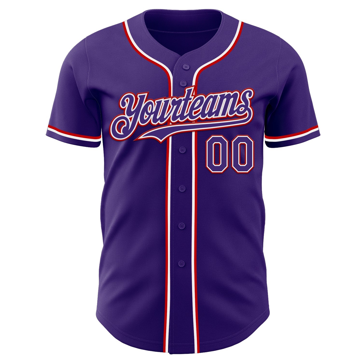 Custom Purple White-Red Authentic Baseball Jersey view 2