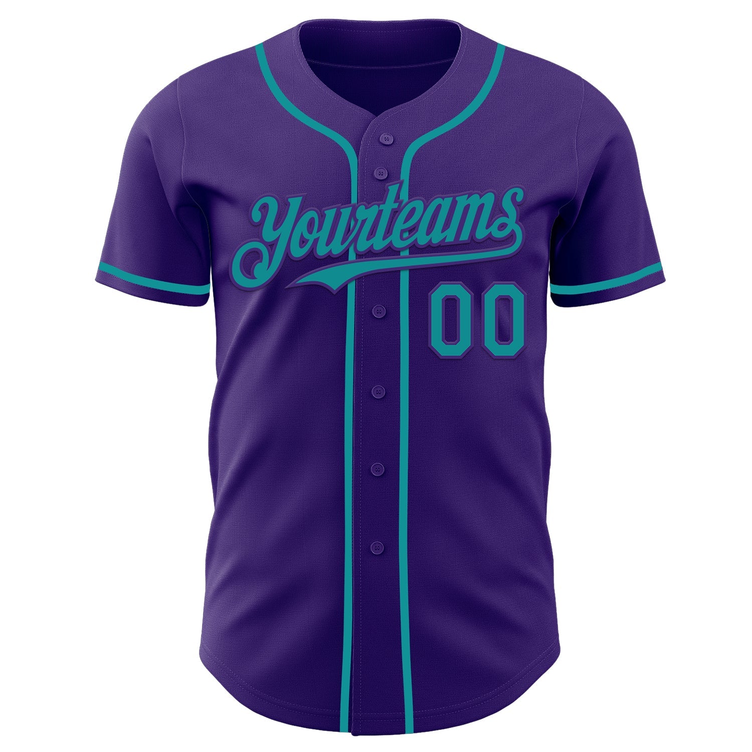 Custom Purple Teal Authentic Baseball Jersey view 2