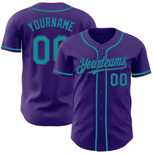 Custom Purple Teal Authentic Baseball Jersey - Main View