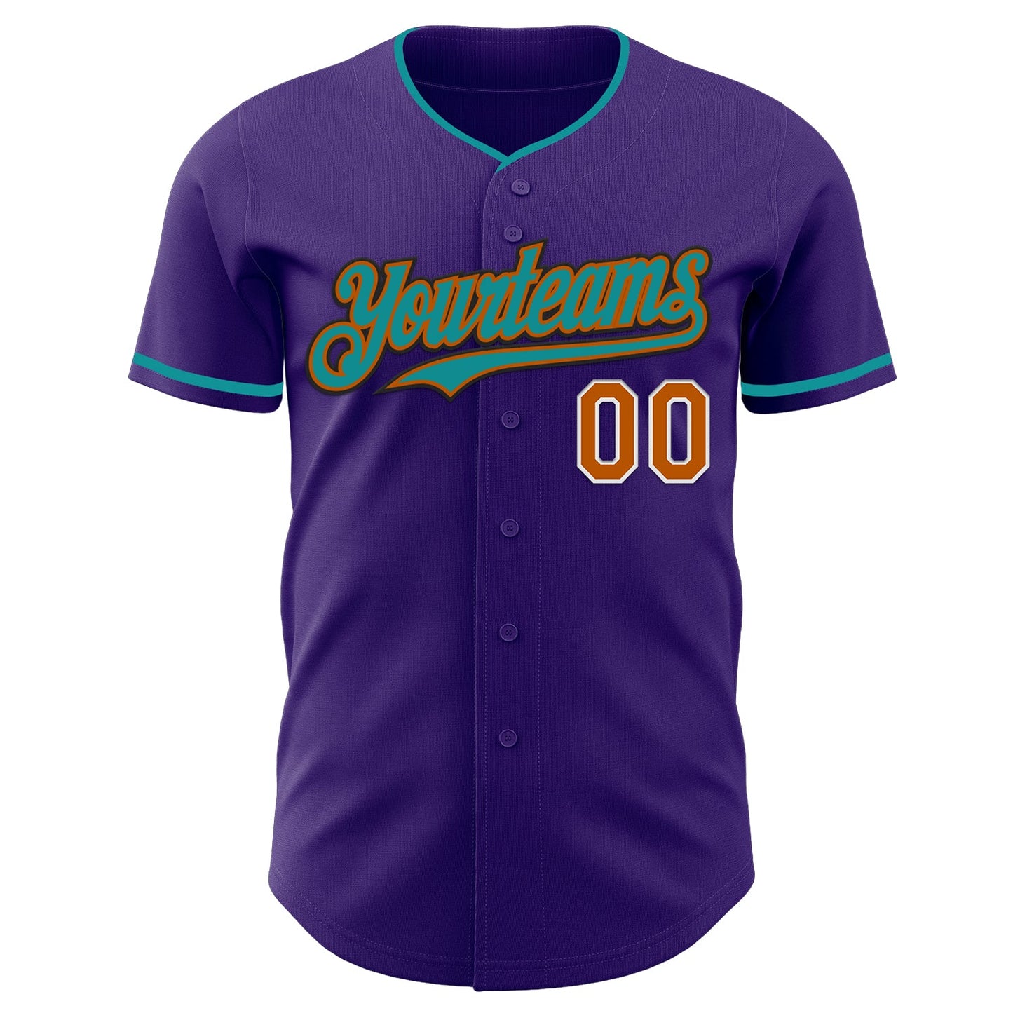 Custom Purple Texas Orange Teal Black-White Authentic Baseball Jersey view 2