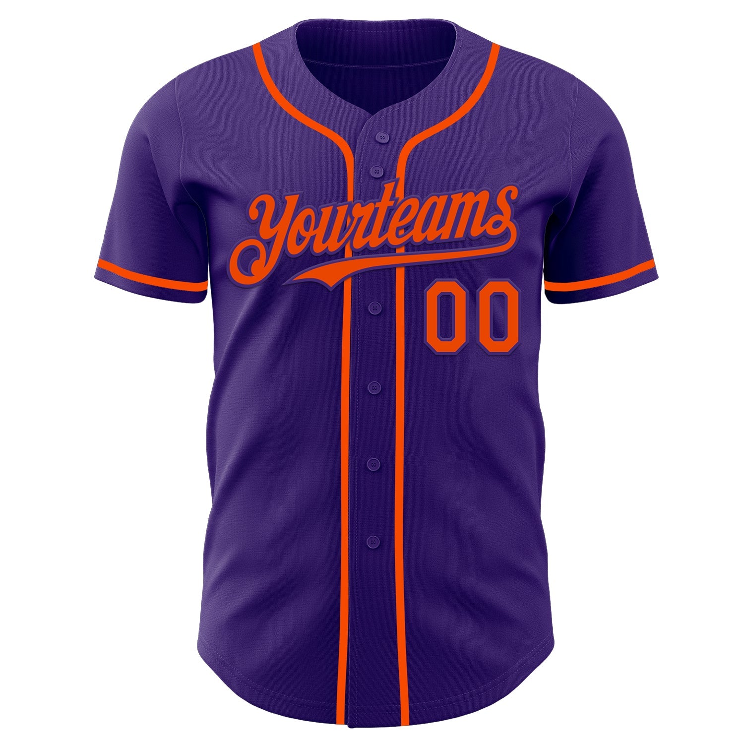 Custom Purple Orange Authentic Baseball Jersey view 2