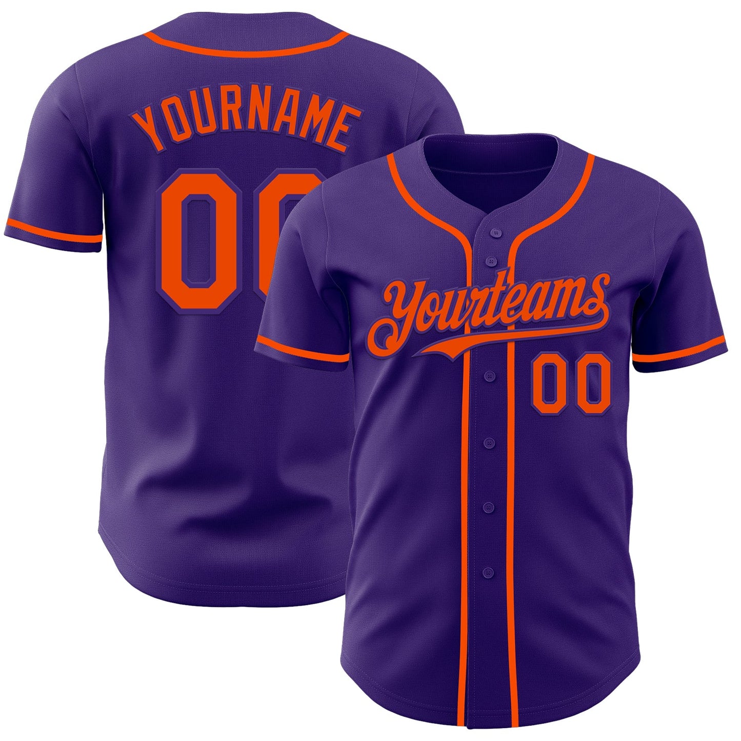 Custom Purple Orange Authentic Baseball Jersey - Main View