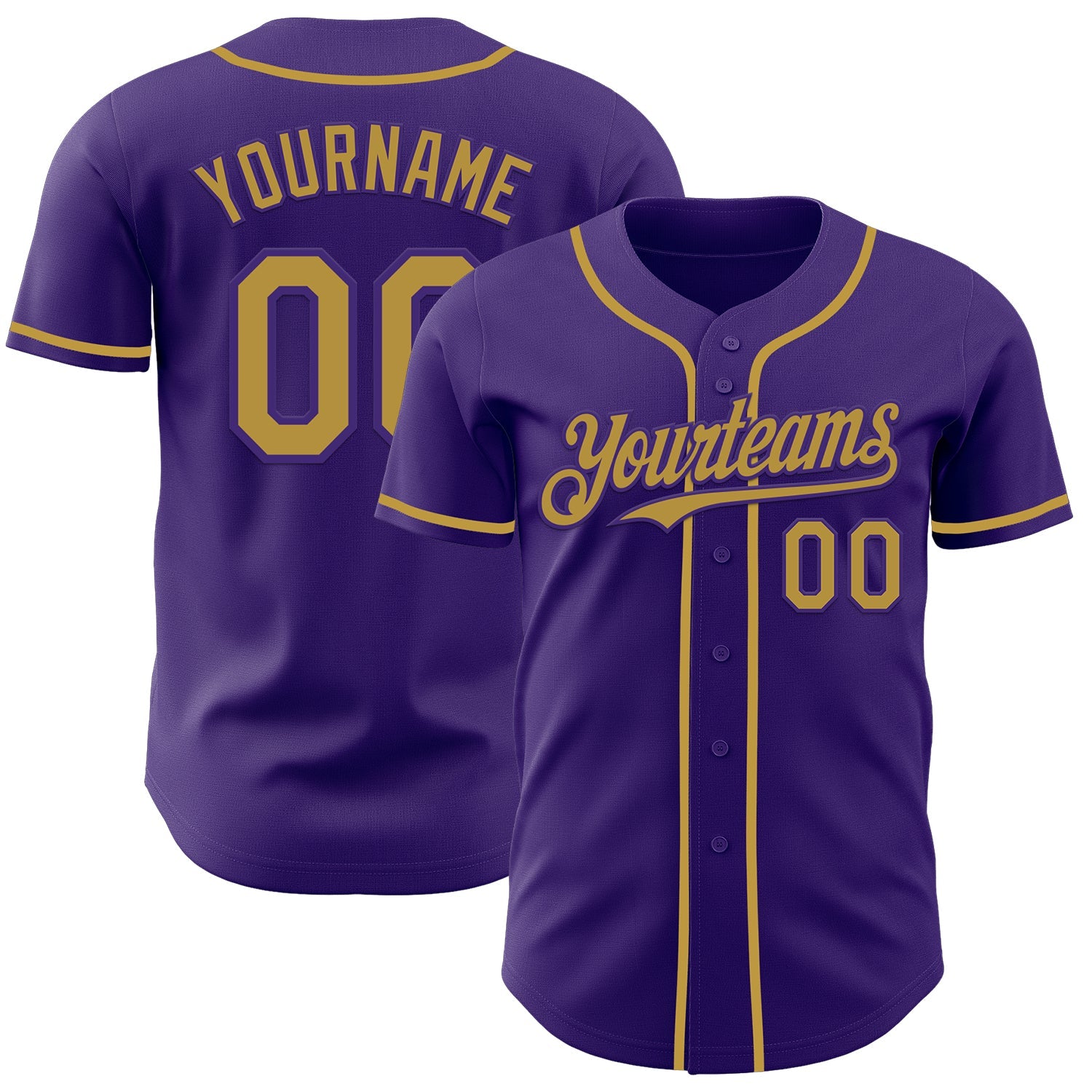 Custom Purple Old Gold Authentic Baseball Jersey - Main View