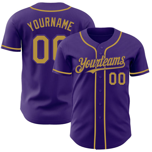 Custom Purple Old Gold Authentic Baseball Jersey - Main View