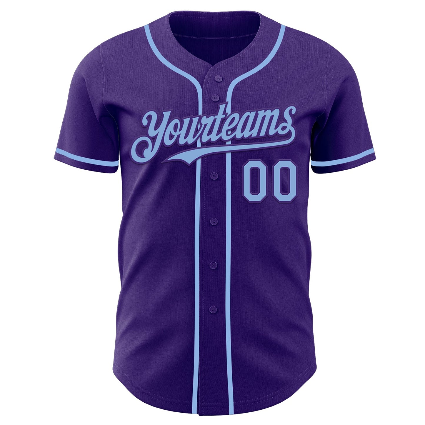 Custom Purple Light Blue Authentic Baseball Jersey view 2
