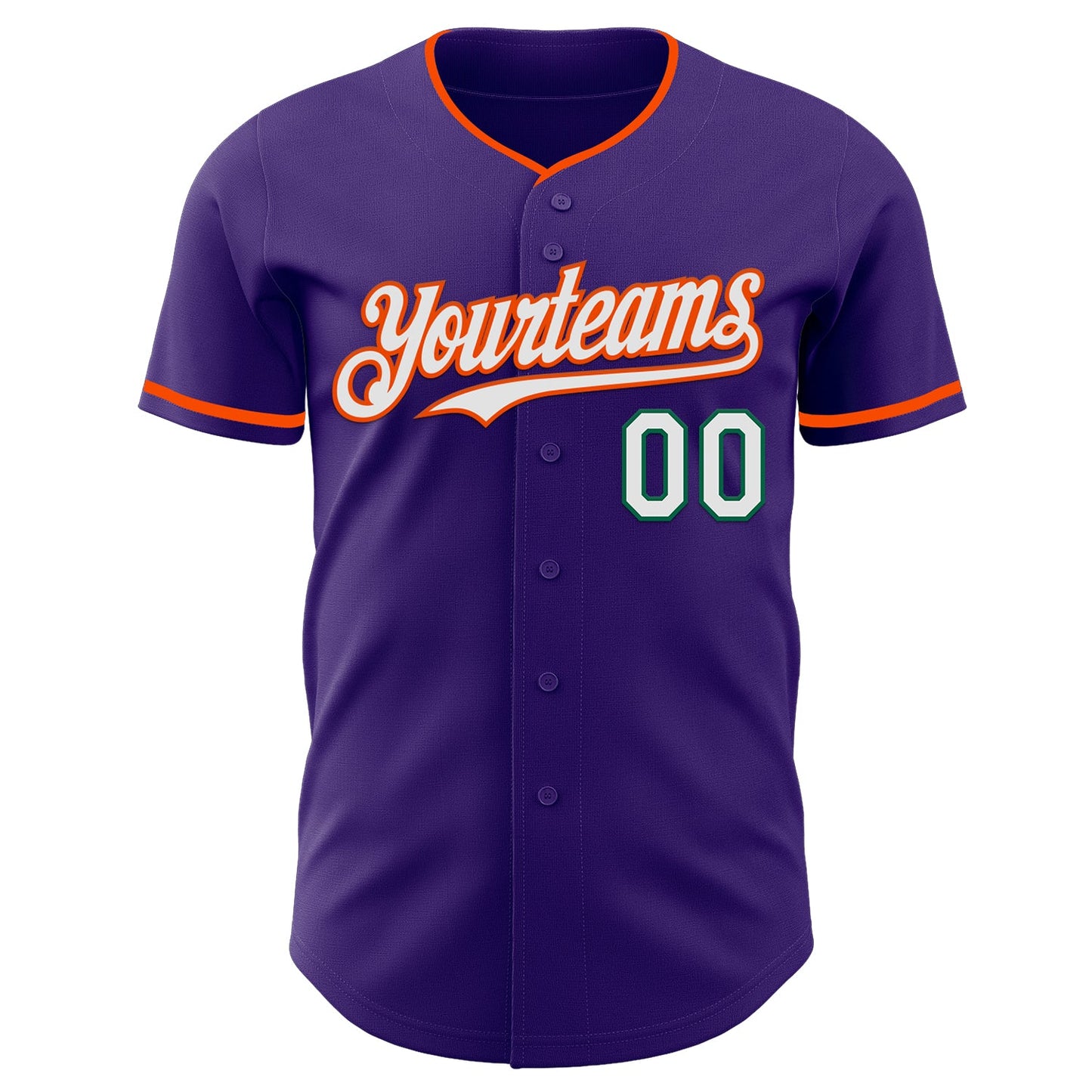 Custom Purple White Orange-Kelly Green Authentic Baseball Jersey view 2