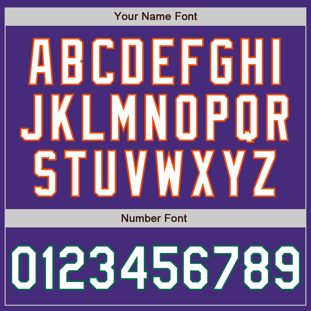 Custom Purple White Orange-Kelly Green Authentic Baseball Jersey view 5