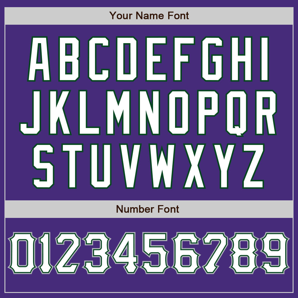 Custom Purple White Green-Gray Authentic Baseball Jersey view 5