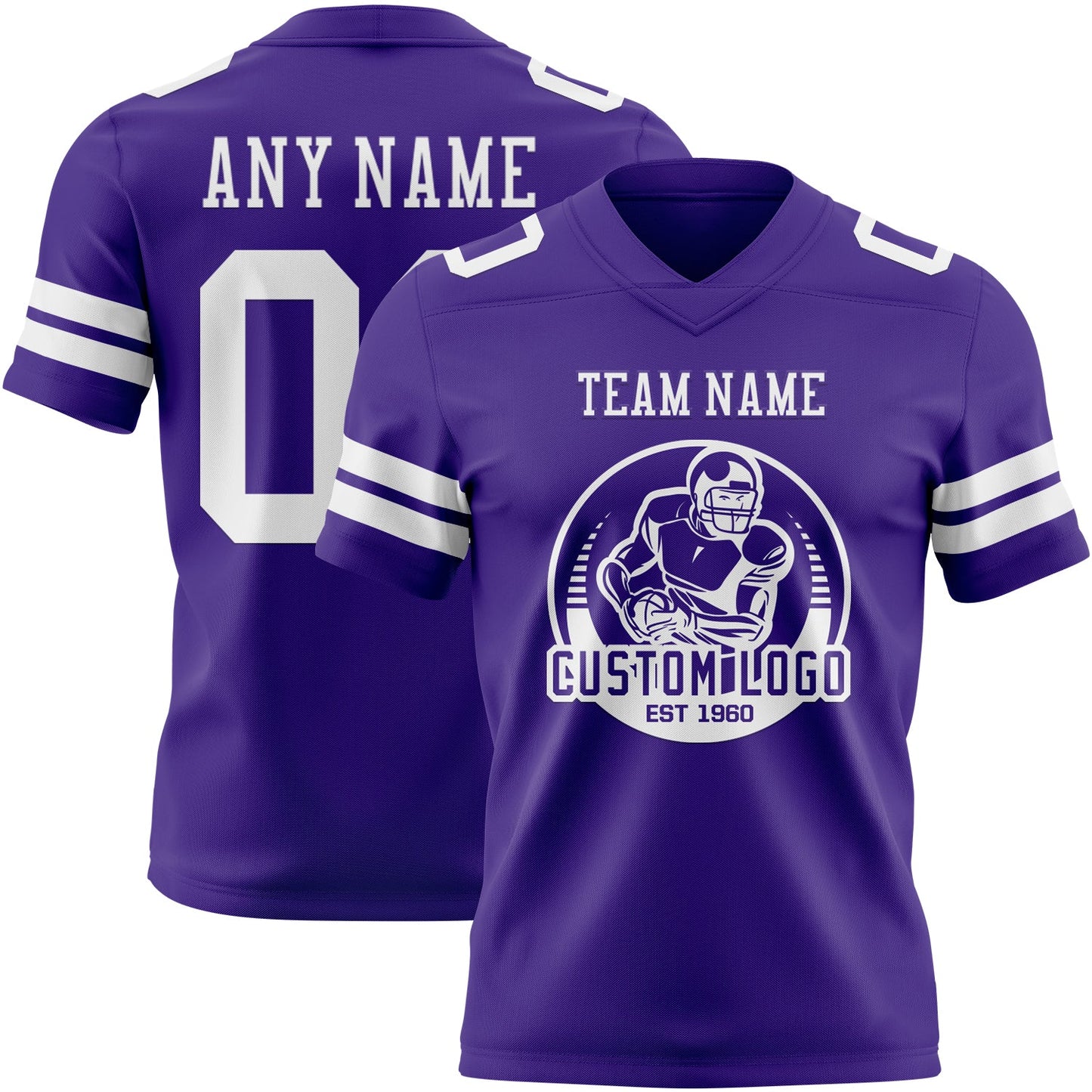 Custom Purple White Authentic Football Jersey view 2