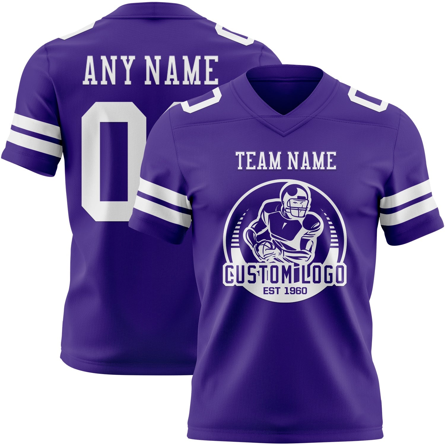 Custom Purple White Authentic Football Jersey view 2