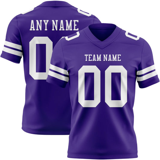 Custom Purple White Authentic Football Jersey - Main View