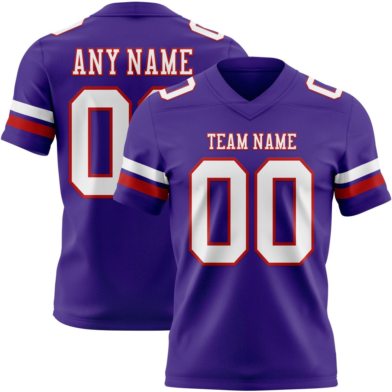 Custom Purple White-Red Authentic Football Jersey - Main View