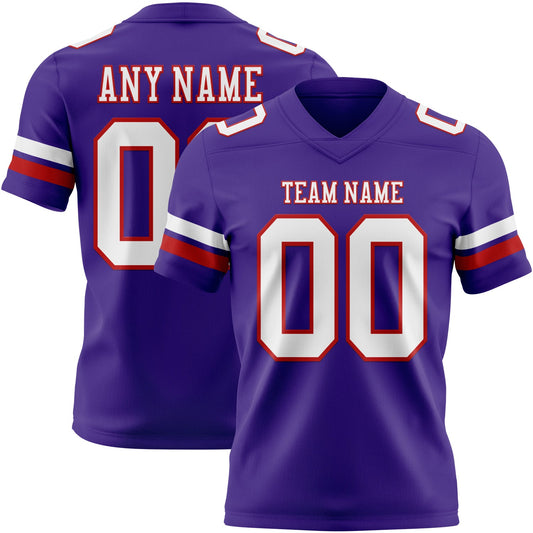 Custom Purple White-Red Authentic Football Jersey - Main View