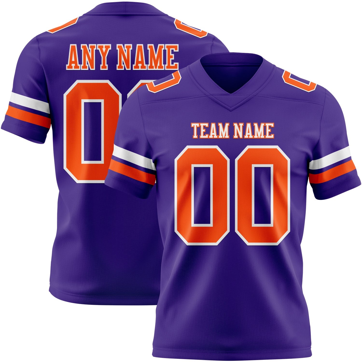 Custom Purple Orange-White Authentic Football Jersey - Main View