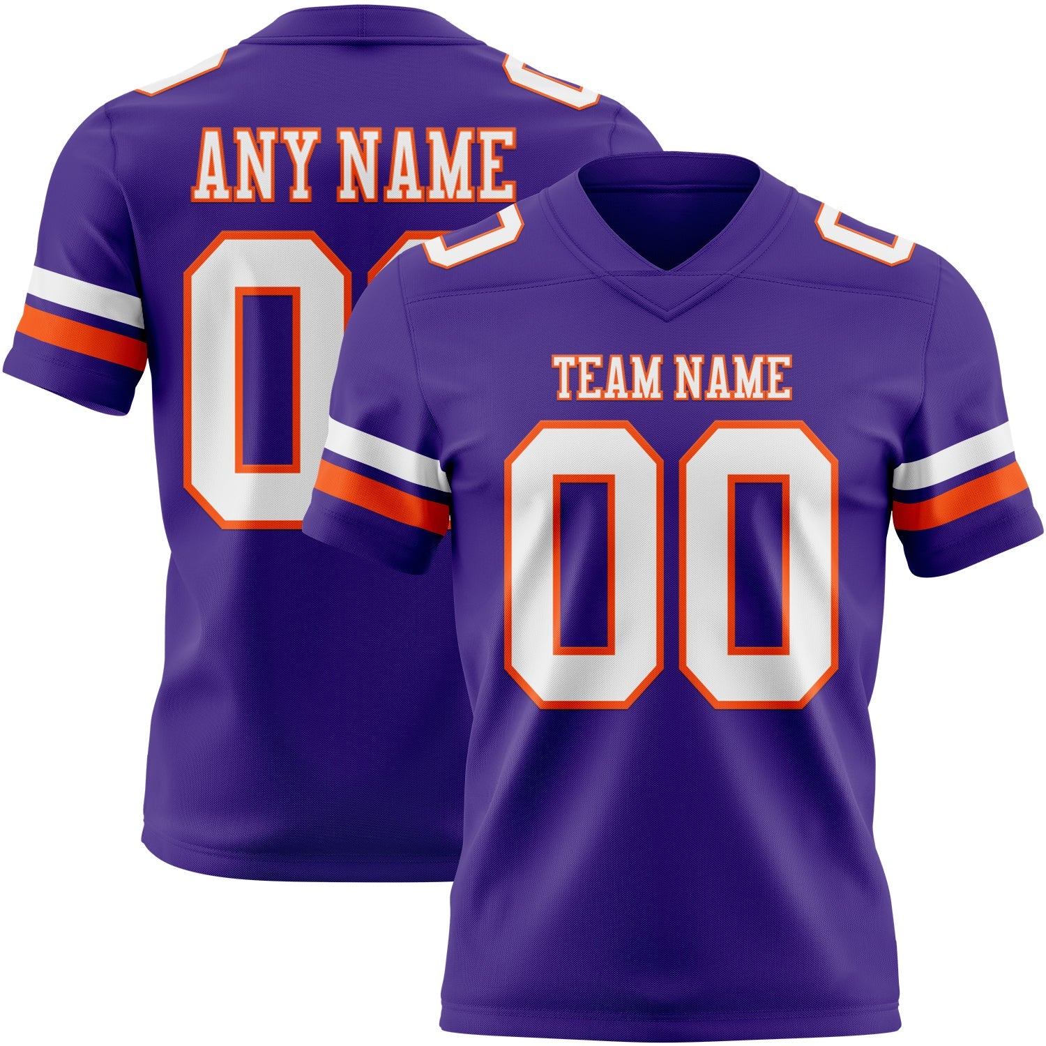 Custom Purple White-Orange Authentic Football Jersey - Main View