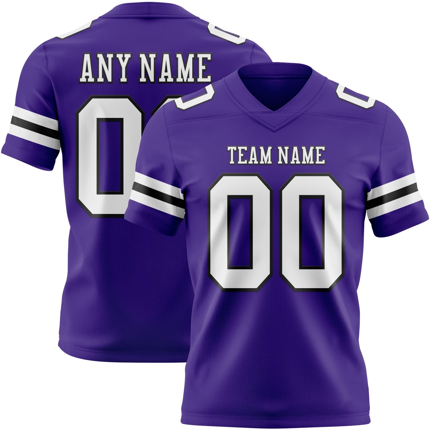 Custom Purple White-Black Authentic Football Jersey - Main View