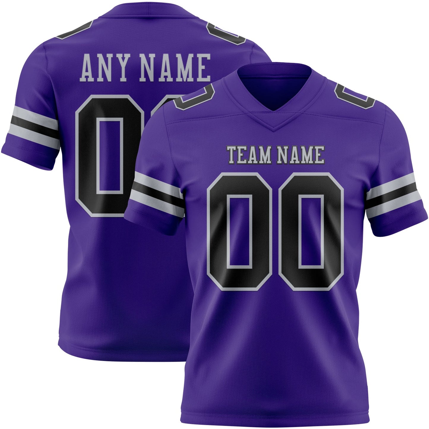 Custom Purple Black-Gray Authentic Football Jersey - Main View
