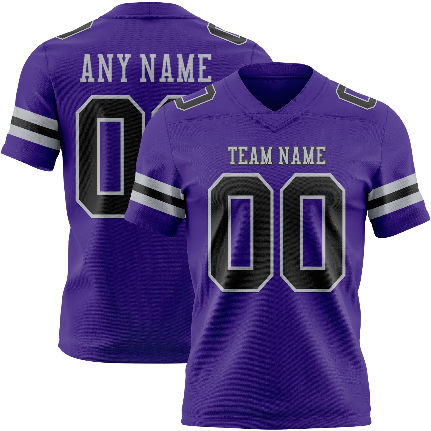 Custom Purple Black-Gray Authentic Football Jersey - Main View