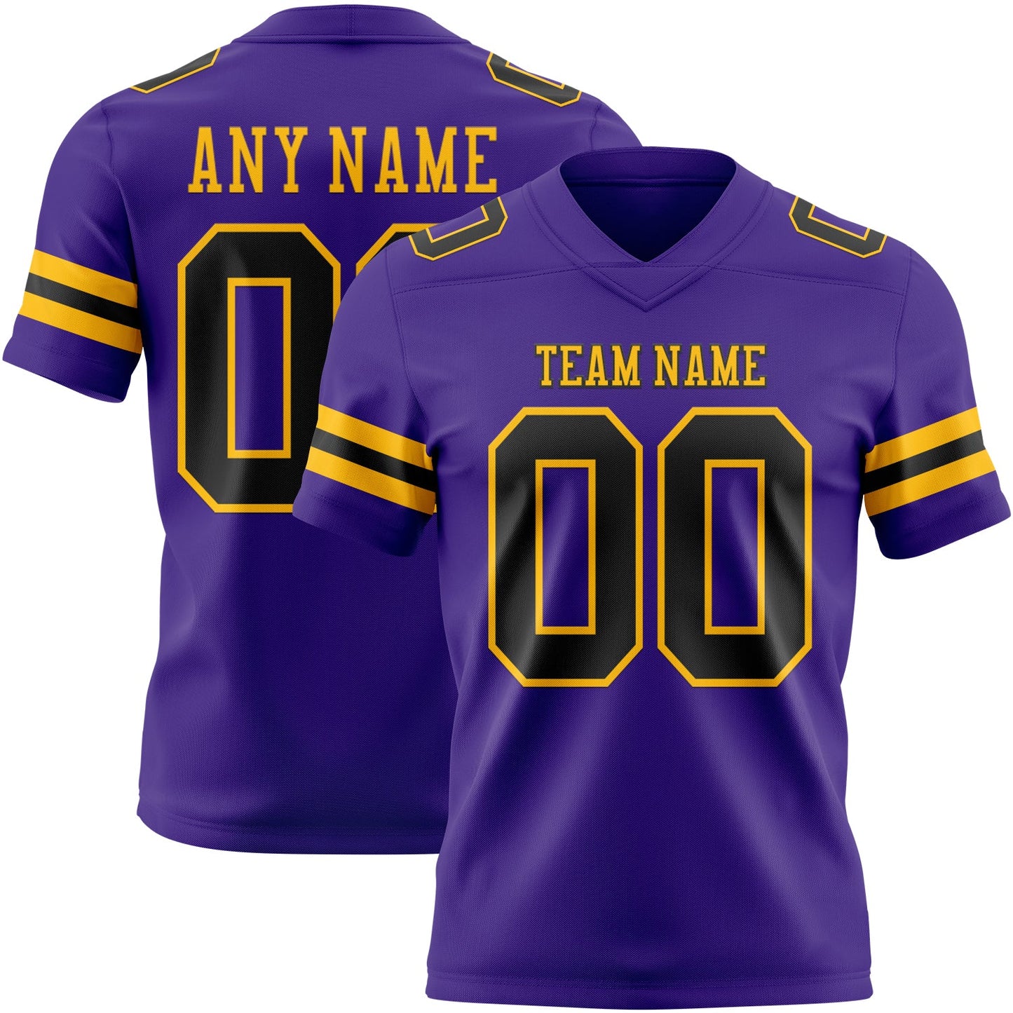 Custom Purple Black-Gold Authentic Football Jersey - Main View