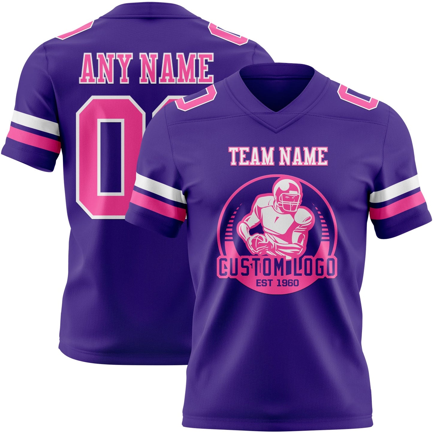 Custom Purple Pink-White Authentic Football Jersey view 2