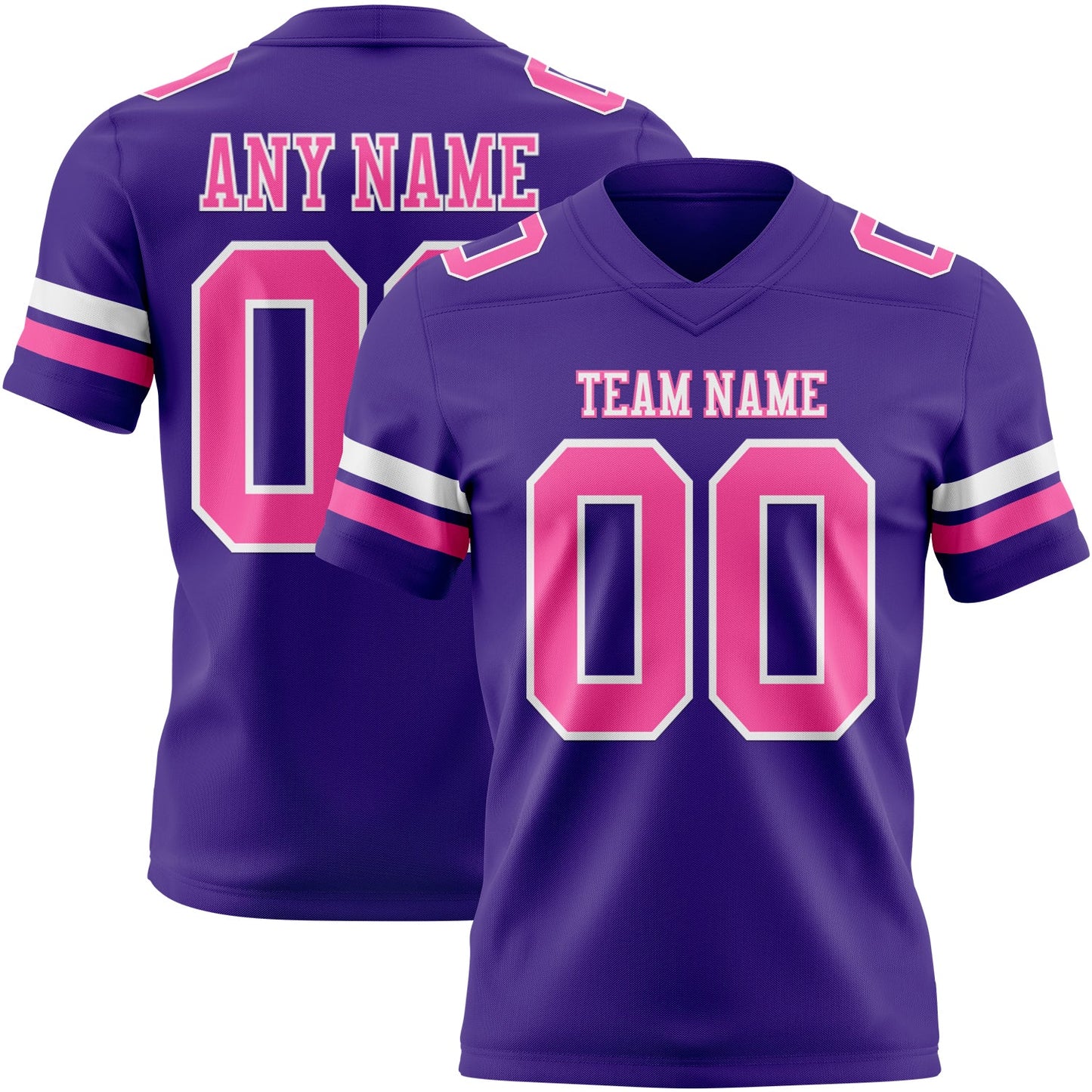 Custom Purple Pink-White Authentic Football Jersey - Main View