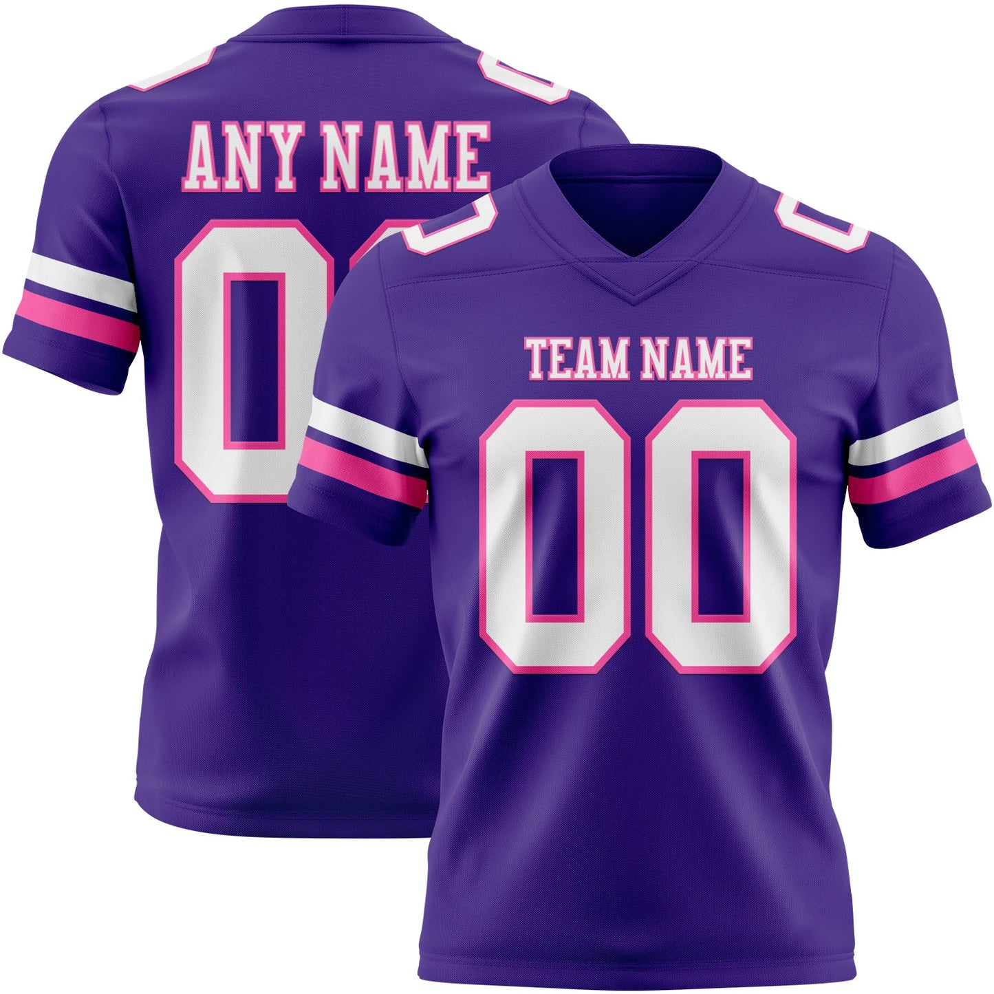 Custom Purple White-Pink Authentic Football Jersey - Main View