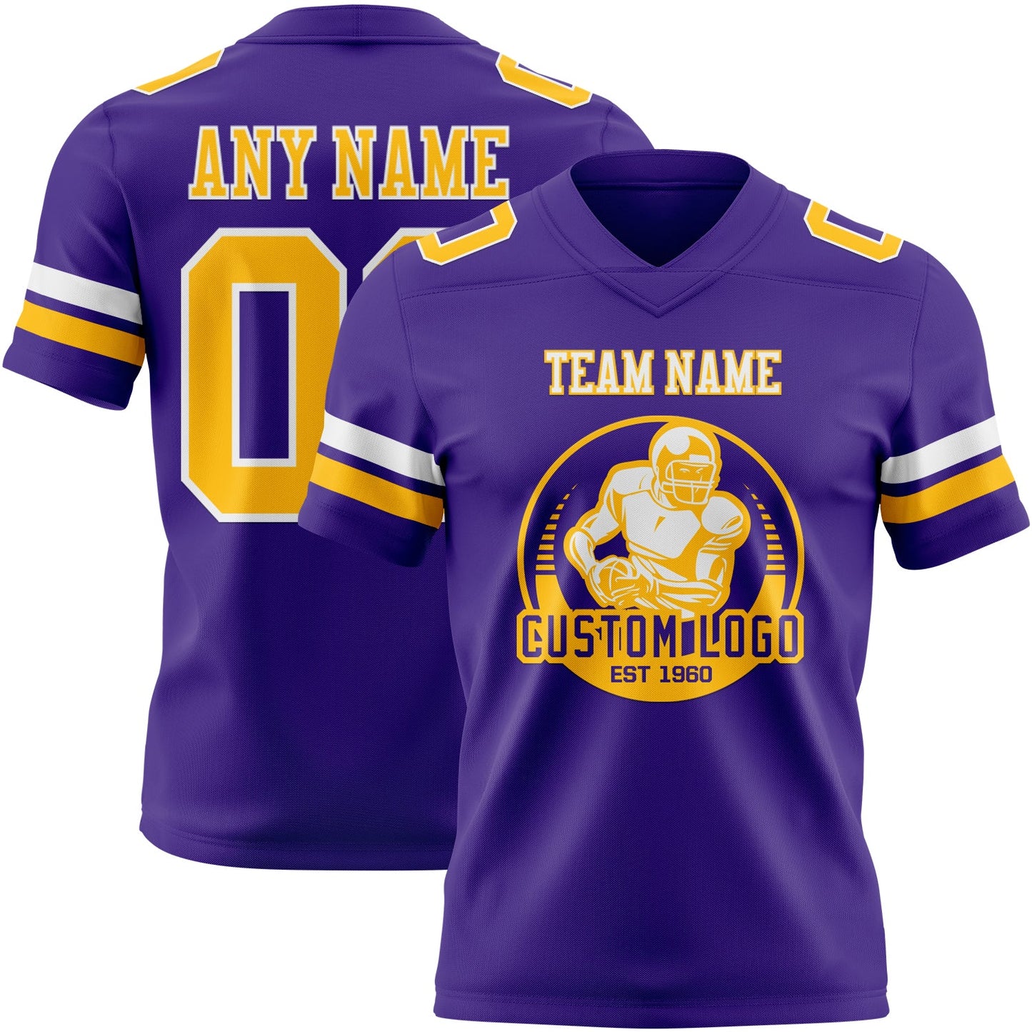 Custom Purple Gold-White Authentic Football Jersey view 2