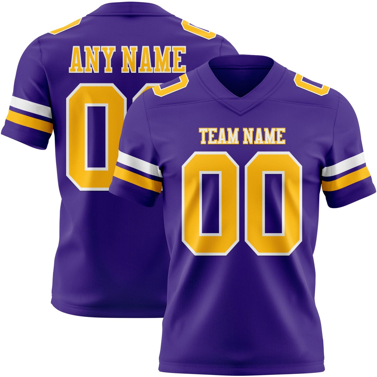 Custom Purple Gold-White Authentic Football Jersey - Main View