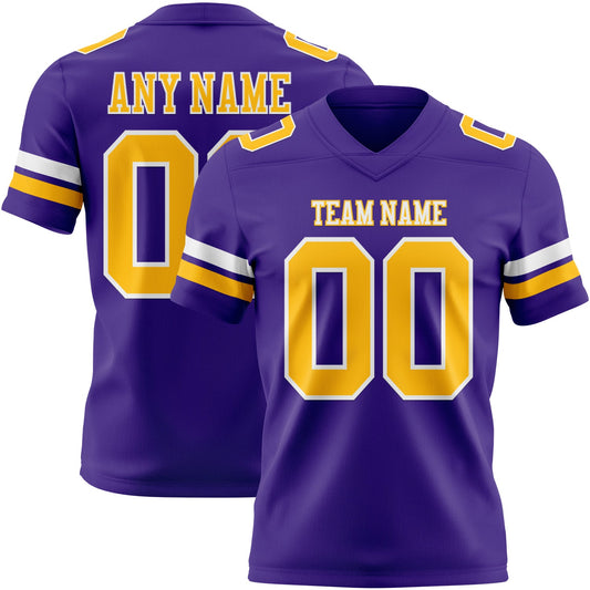 Custom Purple Gold-White Authentic Football Jersey - Main View