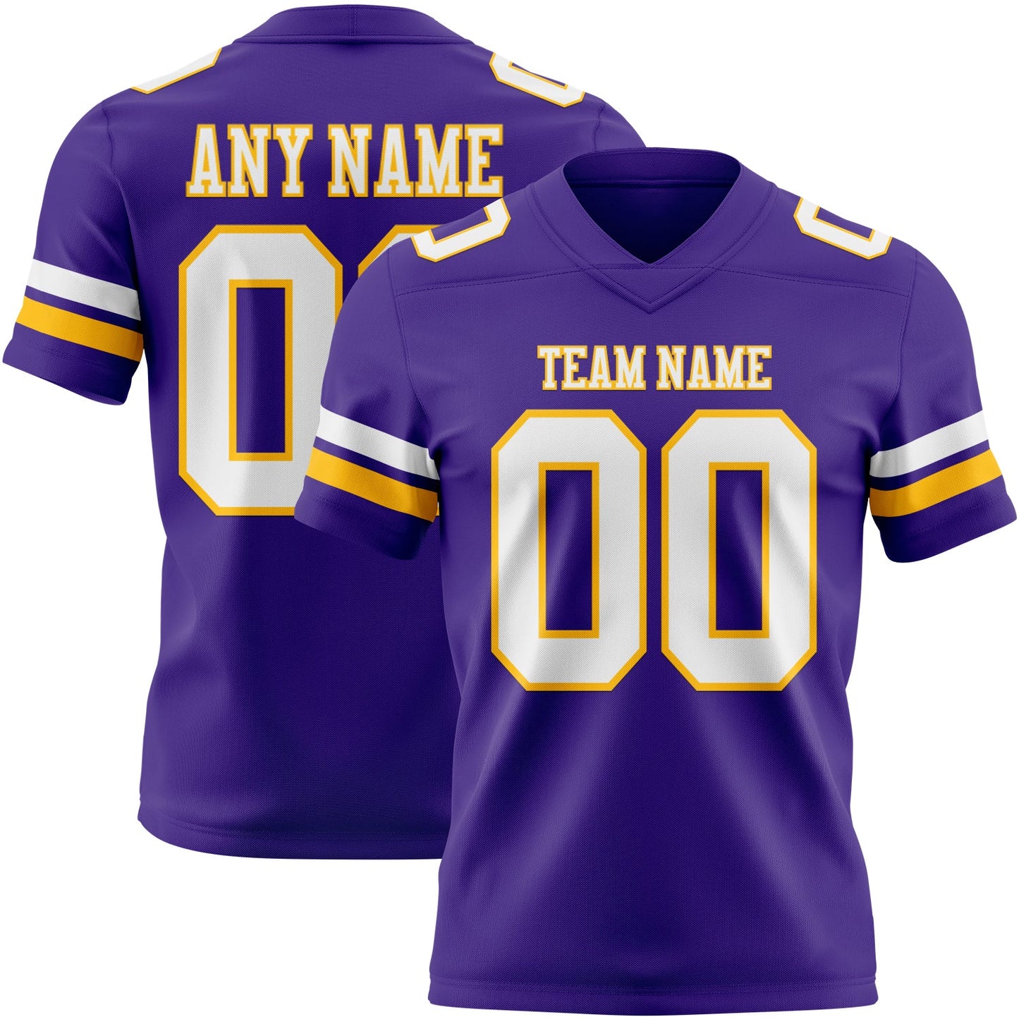 Custom Purple White-Gold Authentic Football Jersey - Main View