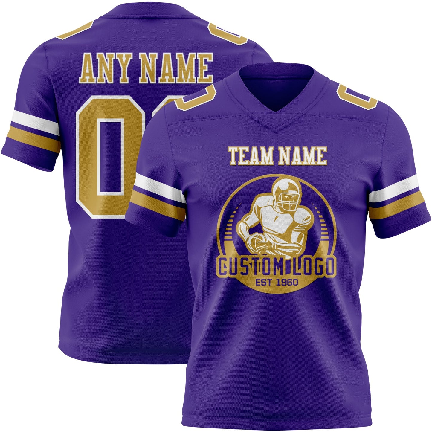 Custom Purple Old Gold-White Authentic Football Jersey view 2