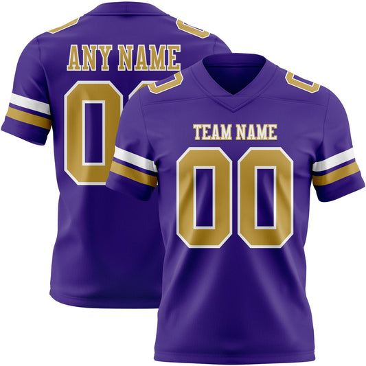 Custom Purple Old Gold-White Authentic Football Jersey - Main View
