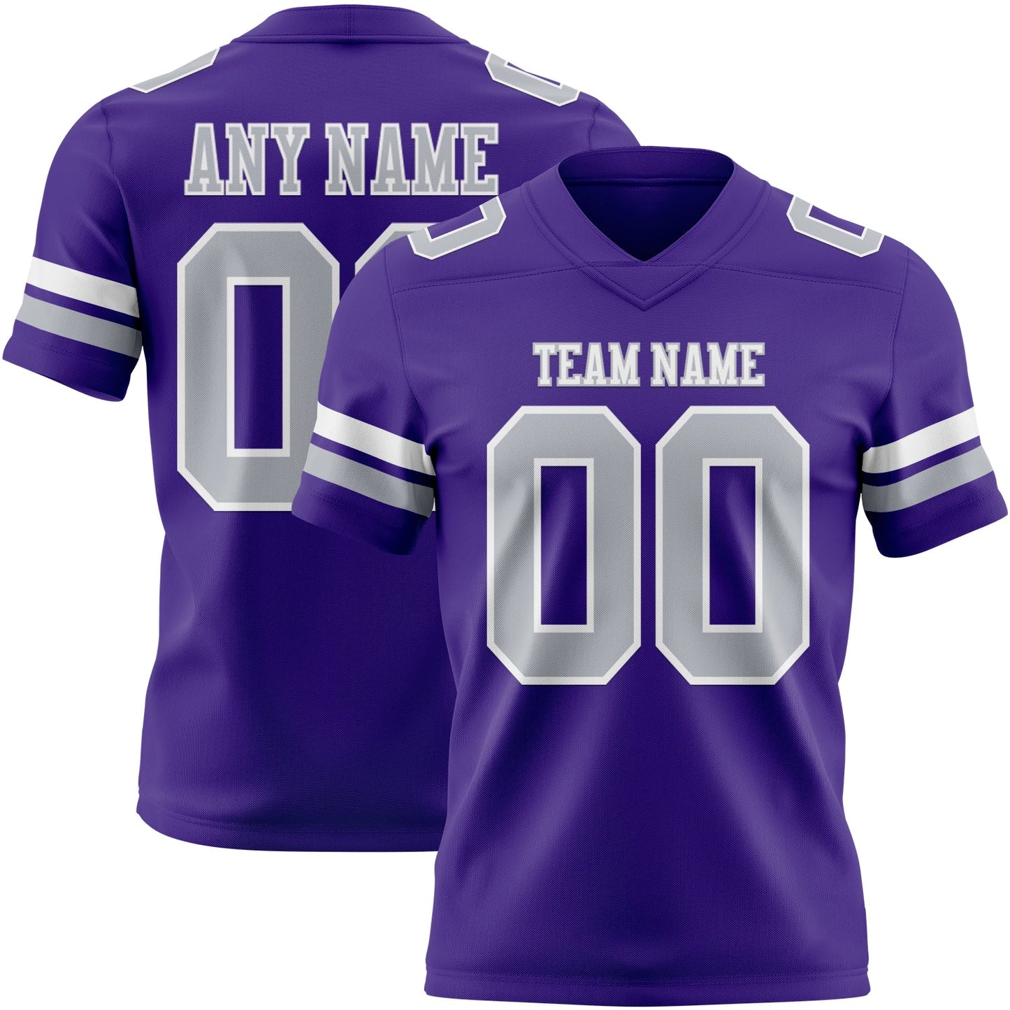 Custom Purple Gray-White Authentic Football Jersey - Main View